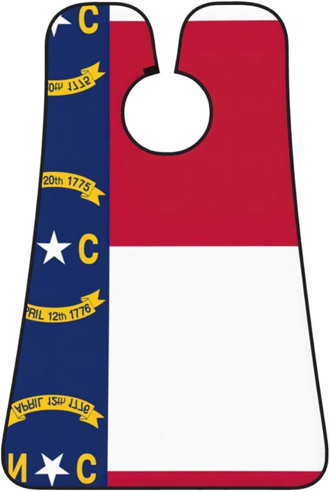 North Carolina State Flag Print Beard Bib Apron For Men, Beard Hair Catcher For Men Shaving Trimming,Beard Cape Cloth