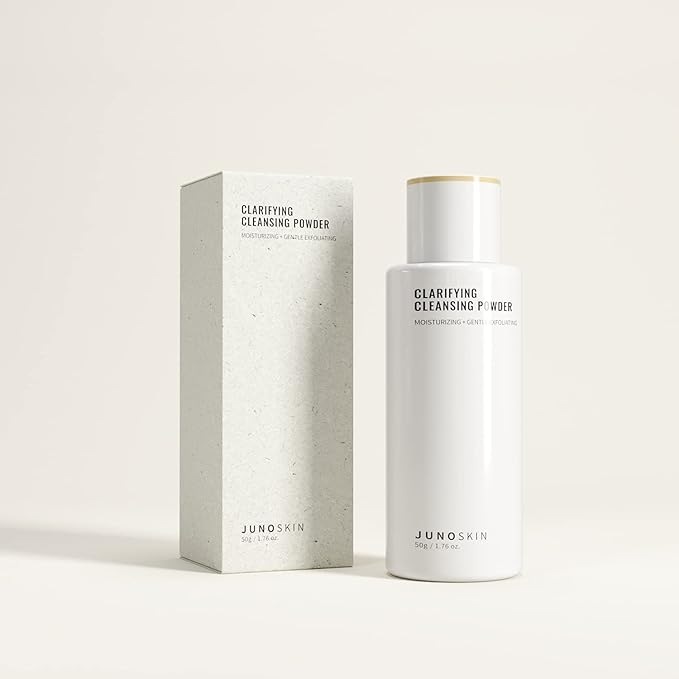 JUNO & Co. Cleansing Powder, Exfoliating Face Wash, 10-Ingredient Powder-to-Foam Cleanser with Hyaluronic Acid, Rice Extract, and Papain Enzyme, No Added Fragrance, 50 g / 1.76 oz.