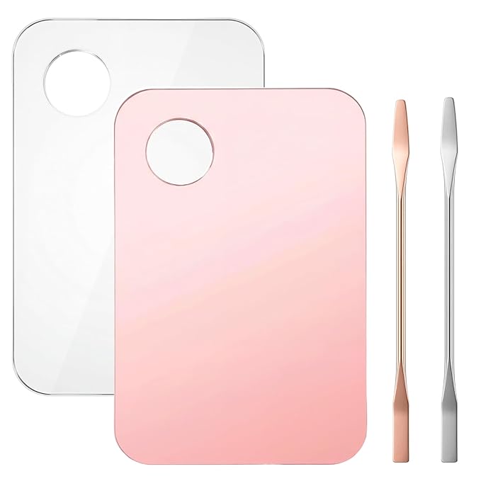 4Pcs Makeup Mixing Palette Set, Acrylic Foundation Palette with Spatula Tool, Professional Makeup Mixing Tray for Women Girls Blending Eye Shadow Lipsticks Nail Art Beauty Salon