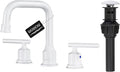 WOWOW 3 Hole Bathroom Faucet White Bathroom Sink Faucet 2 Handle Vanity Tap Lavatory Elegant Basin Mixer Tap with Drain
