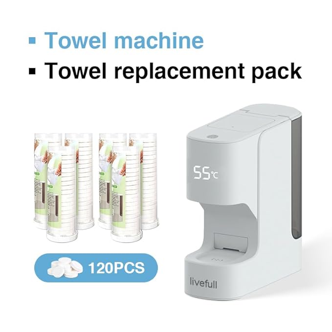 Towel Refills for Hot Face Towel Heater Machine, White, 60 Count, 20pcs per Roll
