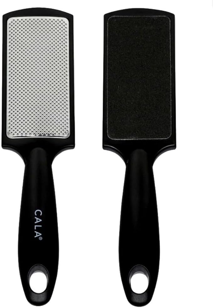 CALA Silky Glide Pro Callus Remover Foot File (Black), Stainless Steel Micro-File with Wide Surface for Wet or Dry Skin, Soft Grip Handle for Comfort & Control, Reusable Travel Tool