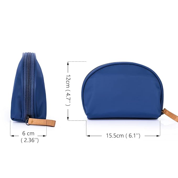 Hekyip Half Moon Cosmetic Bag, Travel Makeup Pouch, Portable Waterproof Cosmetic Pouch for Ladies Women, Small (NAVY BLUE)