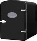 Simple Deluxe 4 Liter/6 Can Mini Fridge with Observation Window, Compact Freon-Free Small Refrigerator, Portable Cooler & Warmer for Skincare, Beverage, Food, Cosmetics, Black