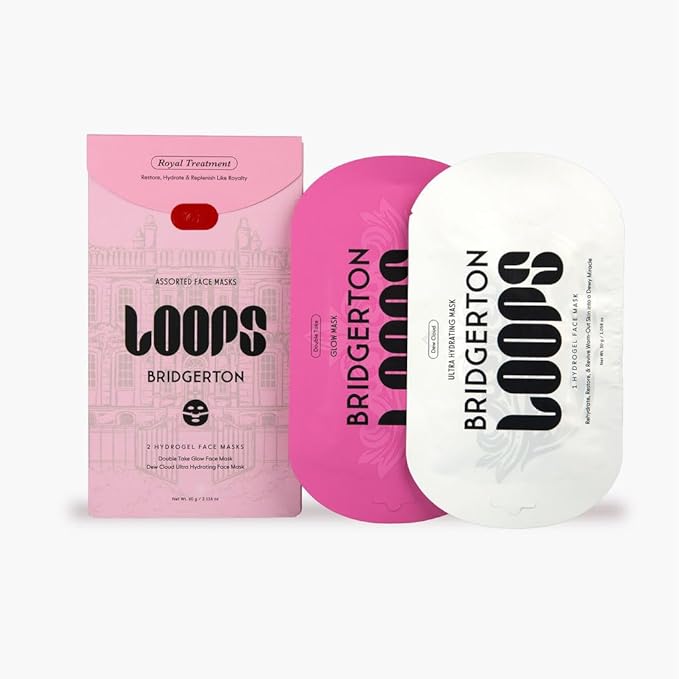 LOOPS Beauty Bridgerton™ NETFLIX Royal Treatment Set -The Best Hydrogel Face Masks for Every Skin Moment Face Mask - 2 Hydrating Masks - Dew Cloud and Double Take - All Skin Types, 2pc