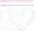 Makeup Mixing Palette Spatula Set, 2PCS Mini Acrylic Makeup Palette & 2PCS Silicone Skincare Spatula, Cream Foundation Palette for Mixing and Save Cosmetics (Pink,Square+Heart)