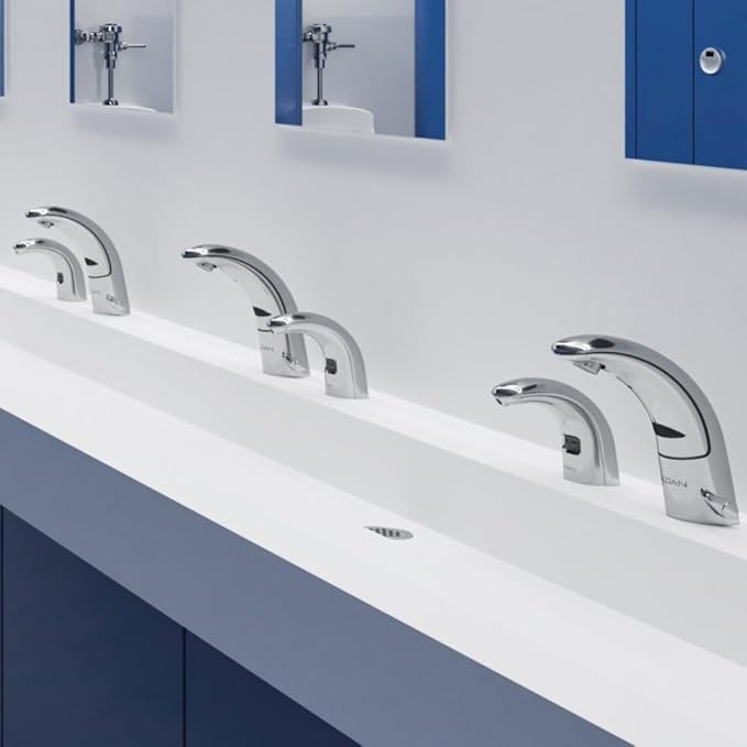 Sloan Optima EAF-150 Sensor Activated Touch-Free Faucet, Commercial Grade with Mounting Hardware - 1.5 GPM Battery-Powered Deck-Mounted Mid Body, Polished Chrome Finish, 3335000
