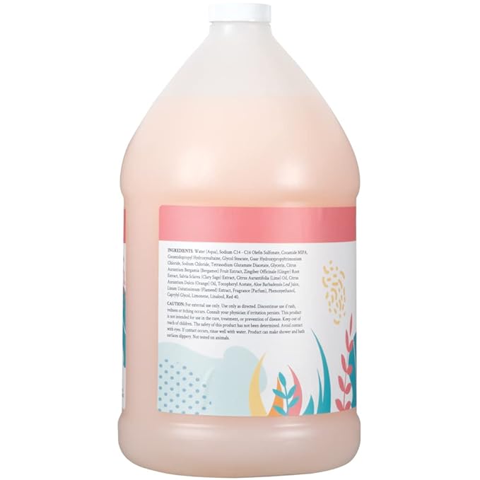 Ginger Lily Farms Botanicals Nourishing Body Wash, Champagne Mimosa, 100% Vegan & Cruelty-Free, Citrus Blend Scent, 1 Gallon (128 fl oz) Refill