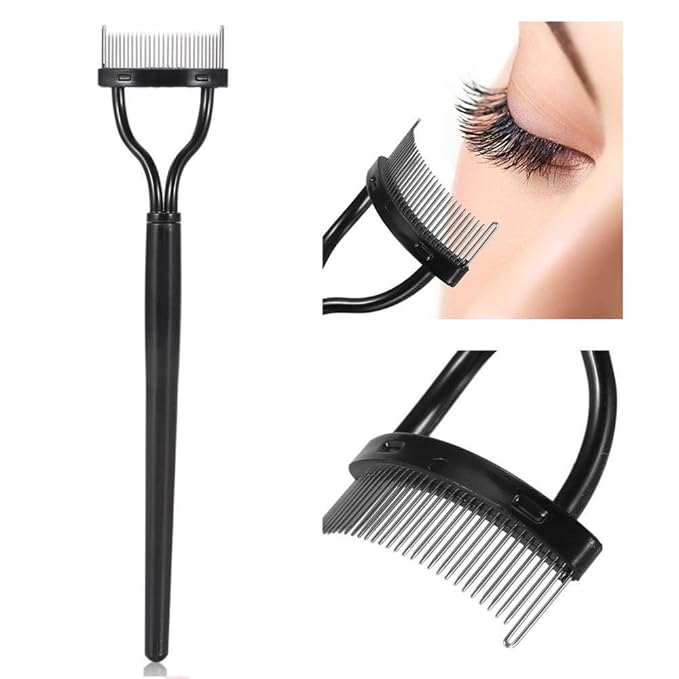 Pinkiou Eyelash Curlers with Comb and Eyelash Separator Set Professional Lash Curler with Built-in Comb Ergonomic Heart-Shaped Handle and Eyelash Comb Tool for Daily Makeup