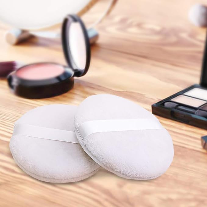 Topwon 4 Inch Powder Puff, Washable Large Body Powder Puff for Face Cleaning,Makeup & Powder Foundation Blending - Soft & Furry