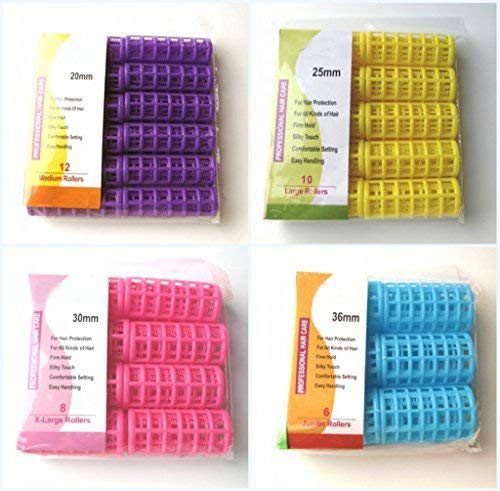 Kamay's X-Large Hair Rollers Comb Curlers Clips Styling Rollers Hair Curls Wave Style Hairdressing Curlers Tools (Plastic Styling 30mm 1 1/8"' 8PCS Random Clolor)