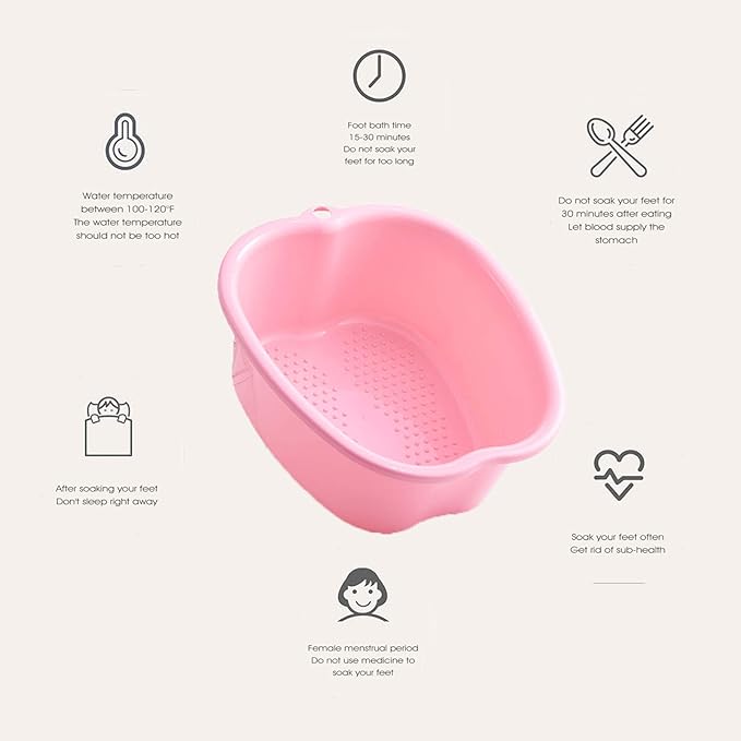 AXLOFO® Foot Soaking Bath Basin, Large Plastic Foot Soaking Tub, Feet Massage Feet Bath Bucket, Great for Getting The Dead/Old Skin Off Your Foots (pinkbasin)