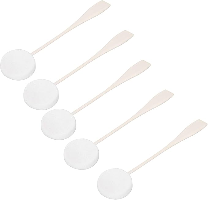 Long Handled Powder Puff, Body Lotion Applicator Water Absorption 5pcs Soft PVA Tight Skin Comfortable Hold for Home Use(White)