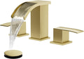 gotonovo Waterfall 8 inch Widespread Bathroom Faucet Set Bathroom Sink Faucet 3 Hole 2 Handle Vanity Lavatory Deck Mount with Pop Up Drain and Water Supply Lines Square Body Brushed Gold