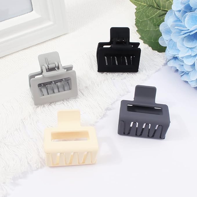 Ahoney 4 Pack Matte Hair Clips for Thin, Thick, and Black Hair - Small, Medium, and Cool Style Claw Clips for Women