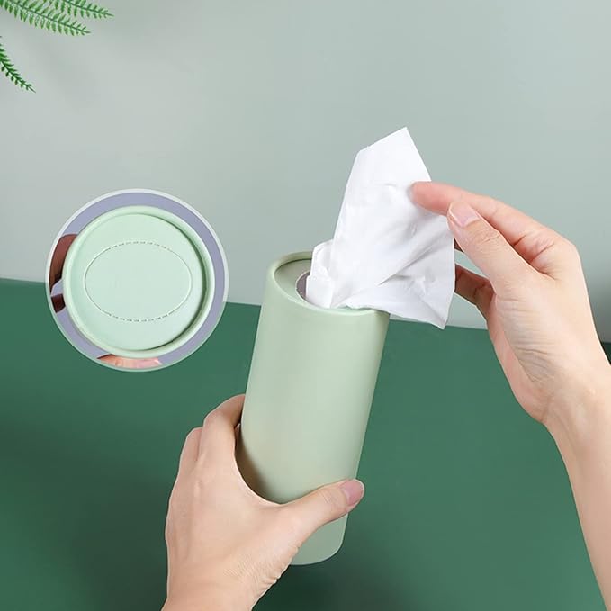 4 Pack Facial Tissues Bulk with Car Tissues Cylinder, Perfect Fit for Car Cup Holder, Refillable Round Container