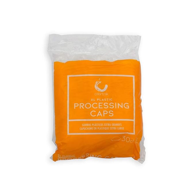 Colortrak Processing Caps, Disposable Dye and Chemical Treatment, Convenient Professional Pack Sizes, for Perms, Conditioners and Color, Bouffant Style Head Coverings with Elastic Trim, Clear