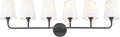 Bathroom Light Fixtures, 42 Inch Matte Black Vanity Lights with Flared White Fabric Shade, 6-Light Wall Sconce, Modern Sconces Wall Lighting for Hallway Bedroom, VL837-MB-6