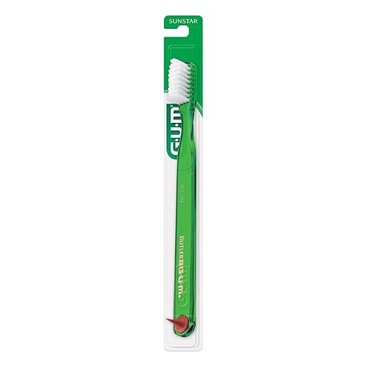 GUM Classic Soft Toothbrush, Compact Head, Includes Rubber Tip Dental Pick 1 Count (Pack of 6)