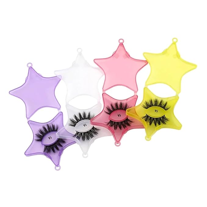 4Pcs Empty Plastic Lash Boxes Star Shape Eyelash Storage Box Travel Case 3D False Eyelashes Packaging Gift Boxes Holder Organizer for Women Girl Eyelash Storage and Packaging False Eyelashes, 4 Colors