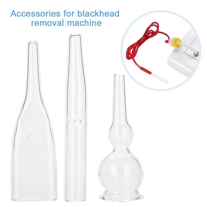 Vacuum Glass Tube, 3 Pcs Glass Pipes for Vacuum Face Cleanser Blackhead Removal Machine Accessories Deep Pore Cleaning Tools, Compatible with Most Suction Beauty Devices