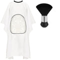 FEBSNOW Professional Barber Cape with Neck Duster Brush Large White Hair Cutting Cape with See-Through Window Salon Cape
