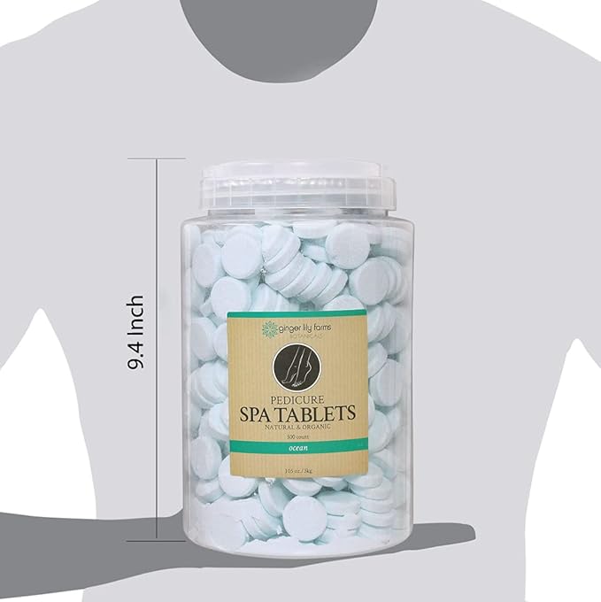 Ginger Lily Farms Botanicals Pedicure Spa Tablets, Natural & Organic, Replenishes Moisture, Softens & Conditions Skin, Ocean Scent, 105 Ounces, 500-Count