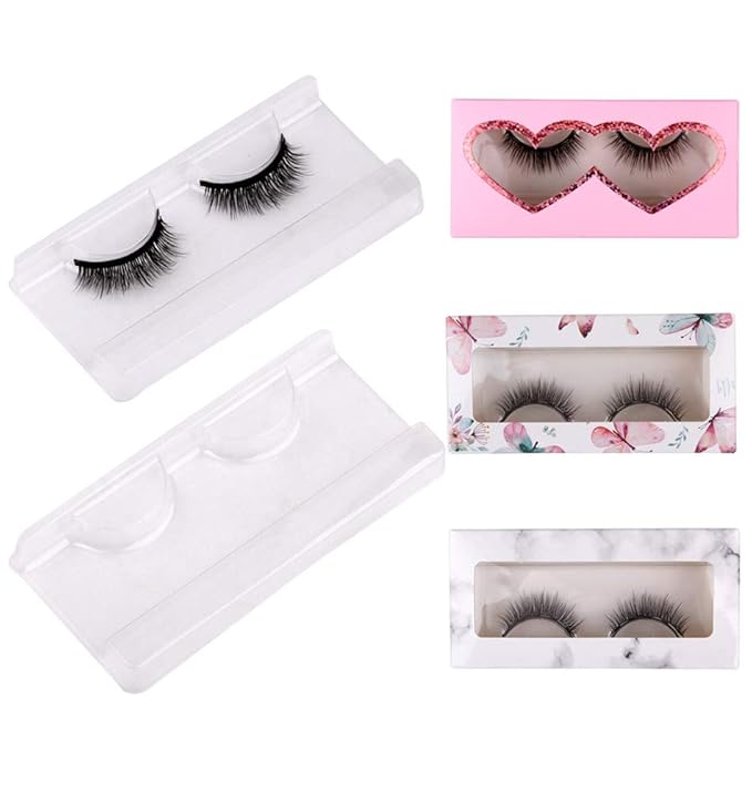 50 Pieces 25mm Rectangle Plastic Eyelash Trays Clear Lash Trays Holder Mink Lash Trays Eye Lash Tray for False Eyelashes Packaging Box Eyelash Storage Case Cosmetic Container Beauty Salons