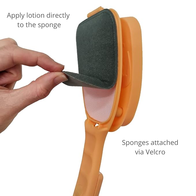 Bakslap Body Lotion Back Applicator for Self Use | Apply Cream and Lotion for Women, Men, Ideal for Elderly | Extendable Long Handle for Legs and Body - Peach