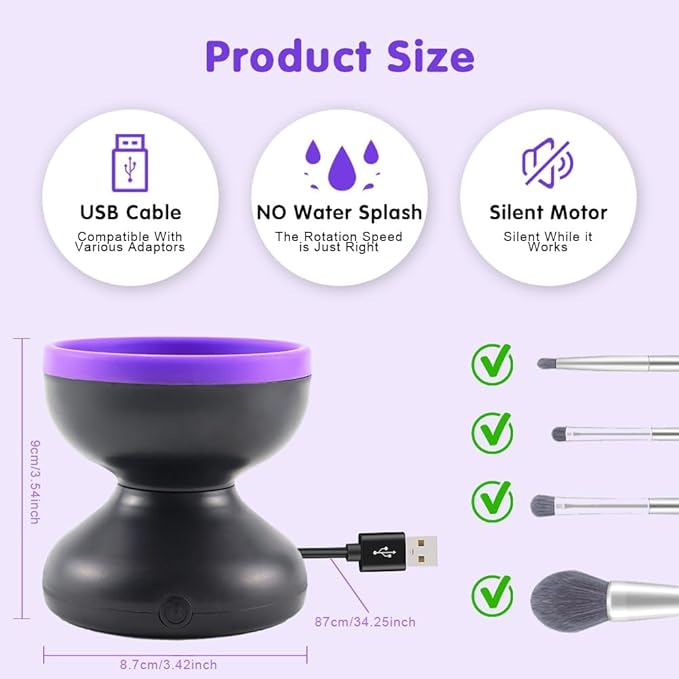 Makeup Brush Cleaner Machine, Powerful Friction, Deep Cleaning, Electric Make up Brush Cleaner for All Size Beauty Makeup Brush, Blush Brush, Sponges, Christmas Halloween Gifts for Girls Women