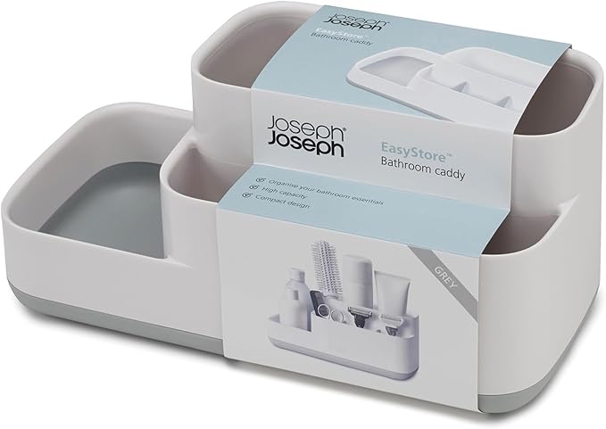 Joseph Joseph EasyStore - Bathroom Storage Countertop Caddy Organizer for Bathroom Accessories - Grey/White