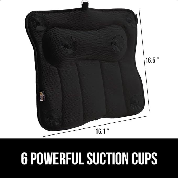 GORILLA GRIP Bath Pillow for Tub, Strong Suction Cups, Headrest with Mesh FlexComfort Technology, Neck, Head and Back Support, Luxury Machine Wash Bathtub Pillows, Spa Essential Accessories, Black