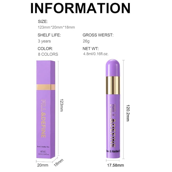 3 In 1 Hair Color Concealer Stick - Temporary Gray Hair Cover Up, Root Touch Up Hair Mascara with Precision Applicator, Waterproof Long Lasting for Eyebrows Beard Hairline 02# Dark Brown