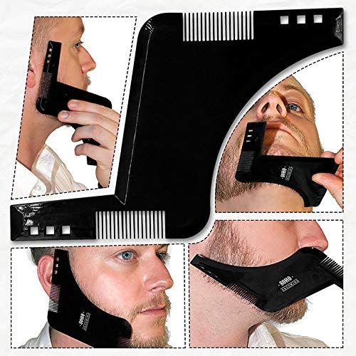 WOIWO 2 PCS Men's Beard Comb Sideburns Styling Comb With Brush Beard Trimming Template Comb Beard Styling Comb Makeup Comb