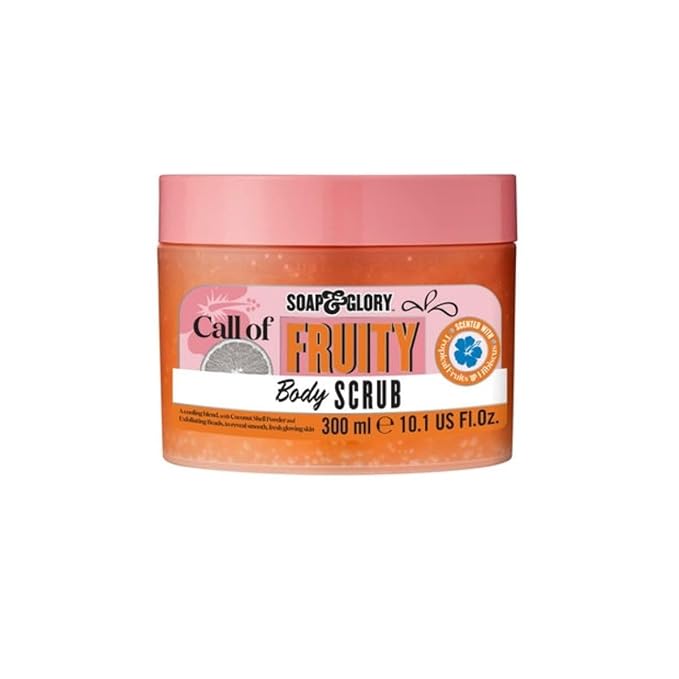 Soap & Glory Call Of Fruity Exfoliating Body Scrub - Tropical Fruit Scented Body Polish with Coconut Shell Powder (300ml)