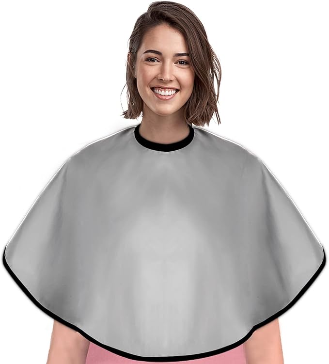 Short Barber Cape, Waterproof Nylon Salon Hair Cutting Cape, Makeup Artist Cape for Hair Dye, Comb-out, Styling, Shampoo