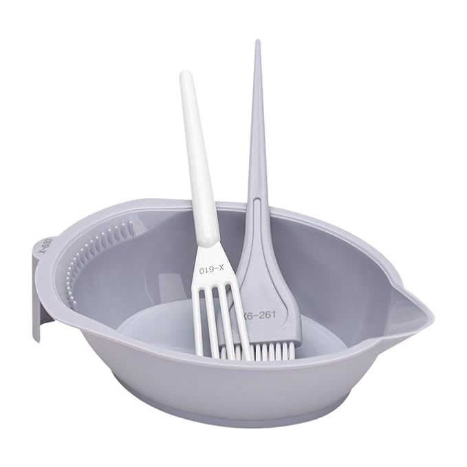 3-Piece Hair Dye Coloring Kit with Mixing Bowl, Brush, Stirrer, Grey