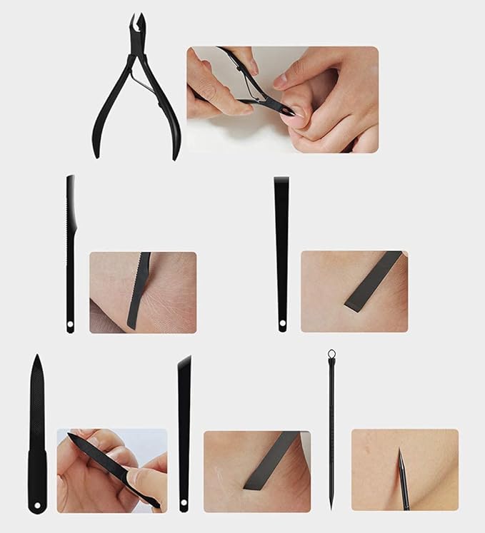 Nail Clippers Sets High Precisio Stainless Steel Nail Cutter Pedicure Kit Nail File Sharp Nail Scissors and Clipper Manicure Kit Fingernails & Toenails with Portable Stylish case (Yellow 15-Pieces)
