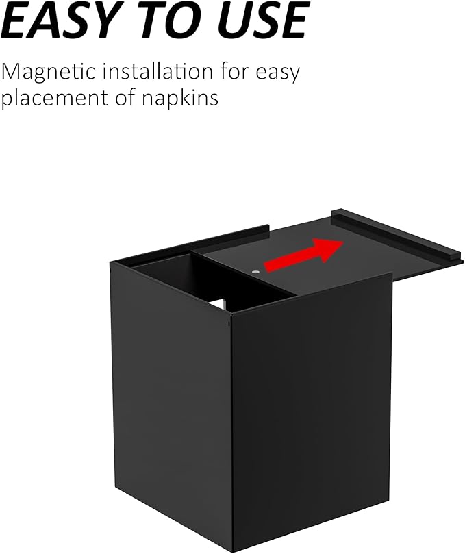 Black Acrylic Tissue Box Cover with Storage Tray ,Square Acrylic Tissue Box Holder Napkin Dispenser for Bathroom Kitchen Home Office (Black, 5.5x5.5x6.7)