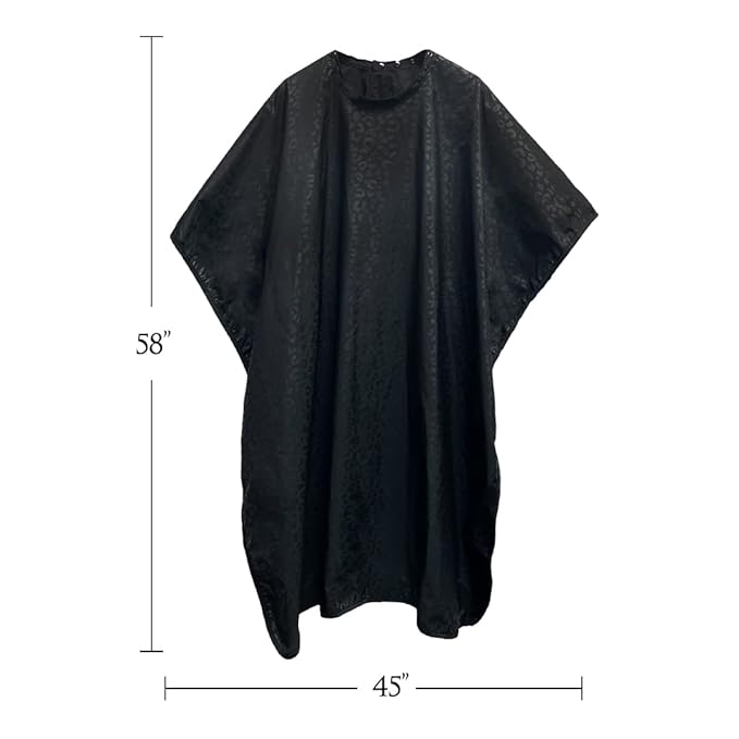 Betty Dain Black Jaguar Bleach-proof All Purpose Styling Cape, Material Defends Against Bleach Stains, Color Proof, Chemical Proof, Waterproof, Lightweight Embossed Nylon, Black