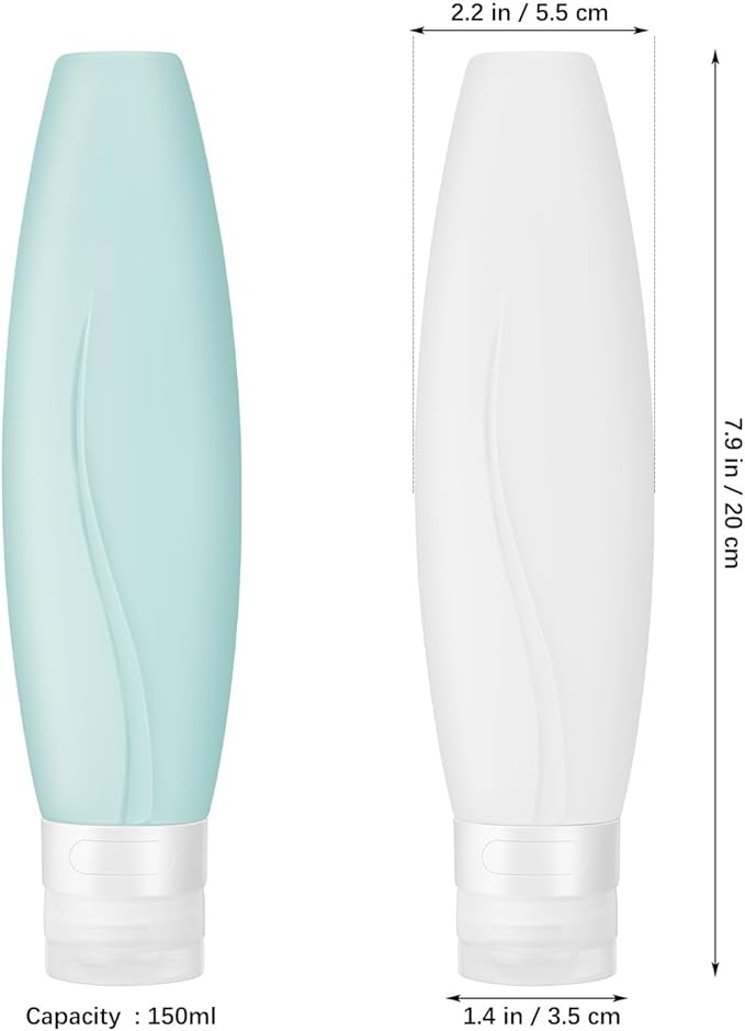 Baluue 2-Pack Silicone Refillable Lotion Containers Travel Size Squeeze Bottles 5Oz Leak-Proof Toiletry Bottles for Shampoo Conditioner Body Lotion and Shower Gel