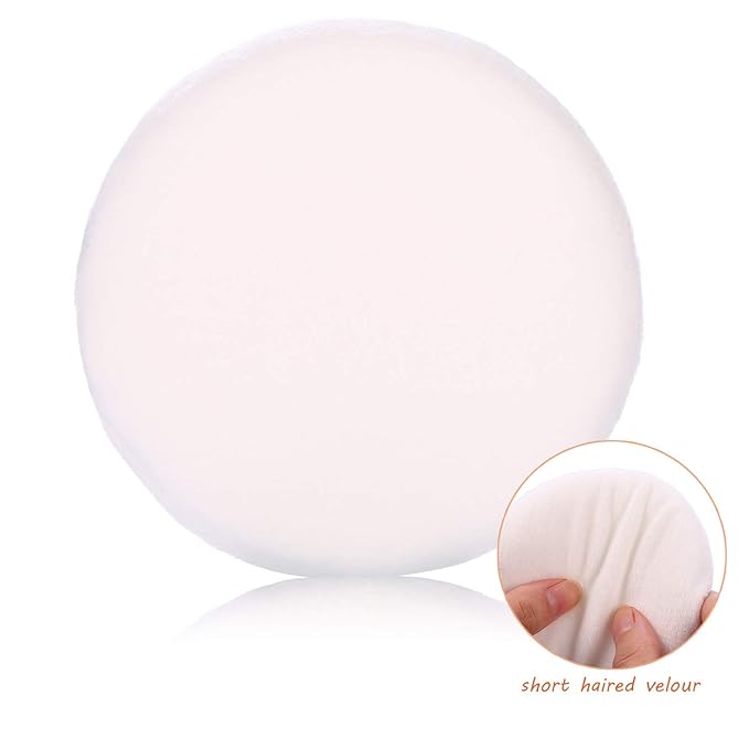 WSYUB Powder Puff, Large Loose Powder Puffs, 4.13 Inch Powder Puff for Body Powder, Ultra Soft Velour Body Powder Puffs, 2pcs, White, Round