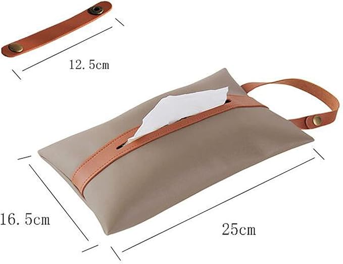 Tissues Box PU Leather Facial Paper Storage Case Rectangular Organizer Holder Decor with Hanging Strip for Kitchen Restaurant Countertops Bedroom Dressers Night Stands Desks (Brown)