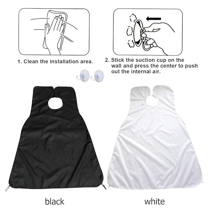Beard Apron Beard Bib Hair Catcher mens gifts for birthday unique husband gifts With 2 Suction Grooming Accessories For Men For Sink Shaving And Trimming (White)