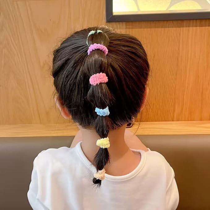 Tiny Hair Ties for Toddler Girls,120pcs,No Damage Baby Hair Ties for Kids, Seamless, Soft Cotton Small Hair Elastic Pony Tail Tie, Small Hair Scrunchies