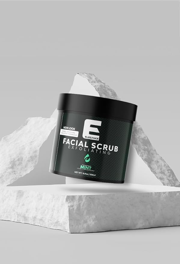 Elegance Natural Face Scrub, 16.9 Oz, Mint Based Facial Scrub, Exfoliate and Eliminate Impuritites for a Healthy and Hydrated Glowing Skin