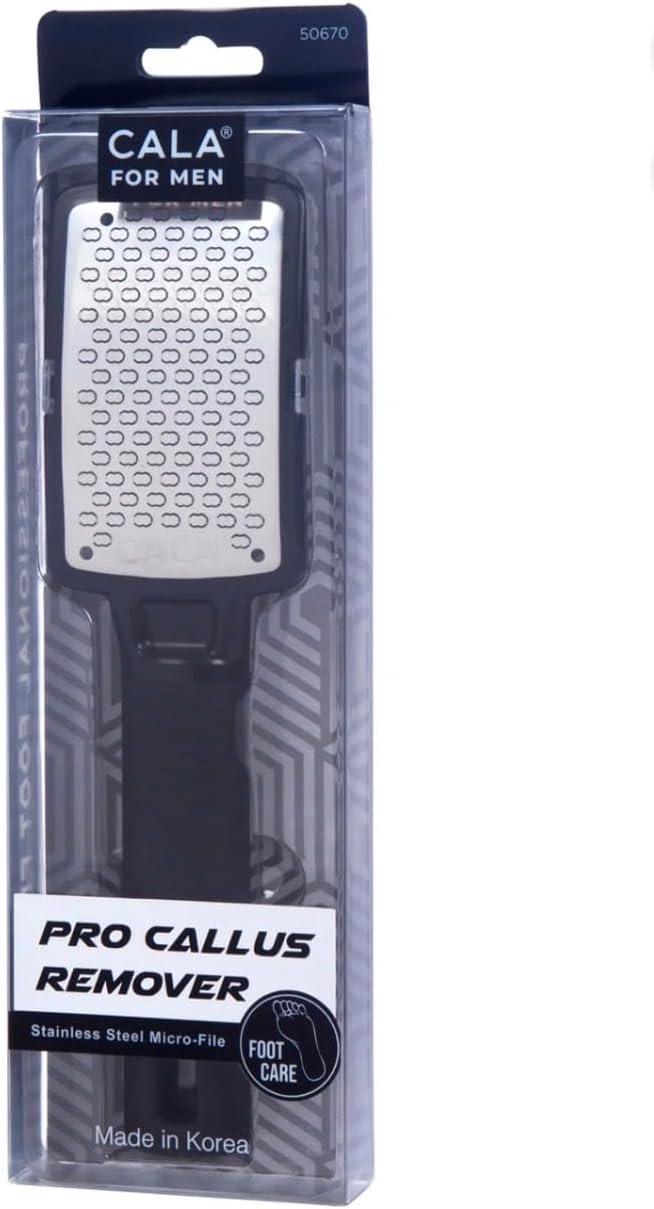 CALA Silky Glide Pro Callus Remover Foot File (Black), Stainless Steel Micro-File with Wide Surface for Wet or Dry Skin, Soft Grip Handle for Comfort & Control, Reusable Travel Tool