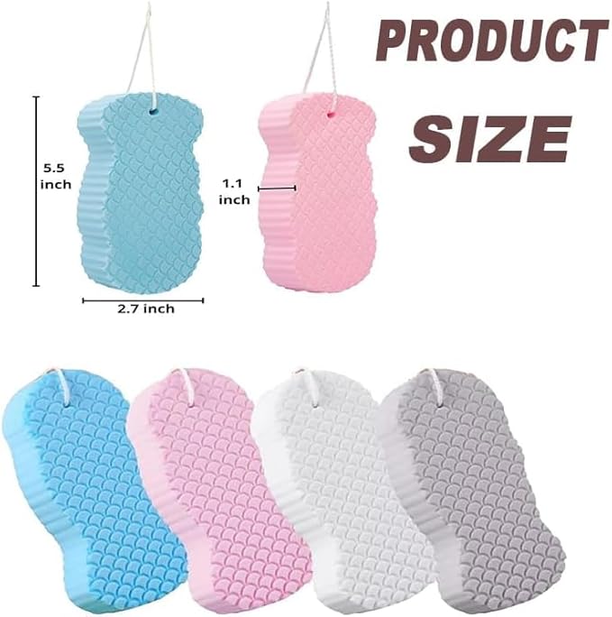 Magic Exfoliating Bath Sponge, Upgraded Magic Exfoliating Body Scrubber, 3D Super Soft Bath Shower Sponge for Body Removes Dead Skin (Upgraded Version 2PCS)