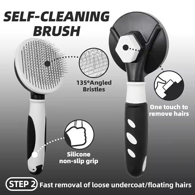 Dog Grooming Kit for Dogs at Home, 6-in-1 Pet Grooming Kit with Slicker Brush, Dematting Tool, Stainless Steel Comb, Nail Clipper for Dogs, Nail File & Bath Massage Glove