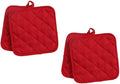 Pack of Four (4) Red Home Store Cotton Pot Holders (2 Sets of 2) (2, Red) Reluen